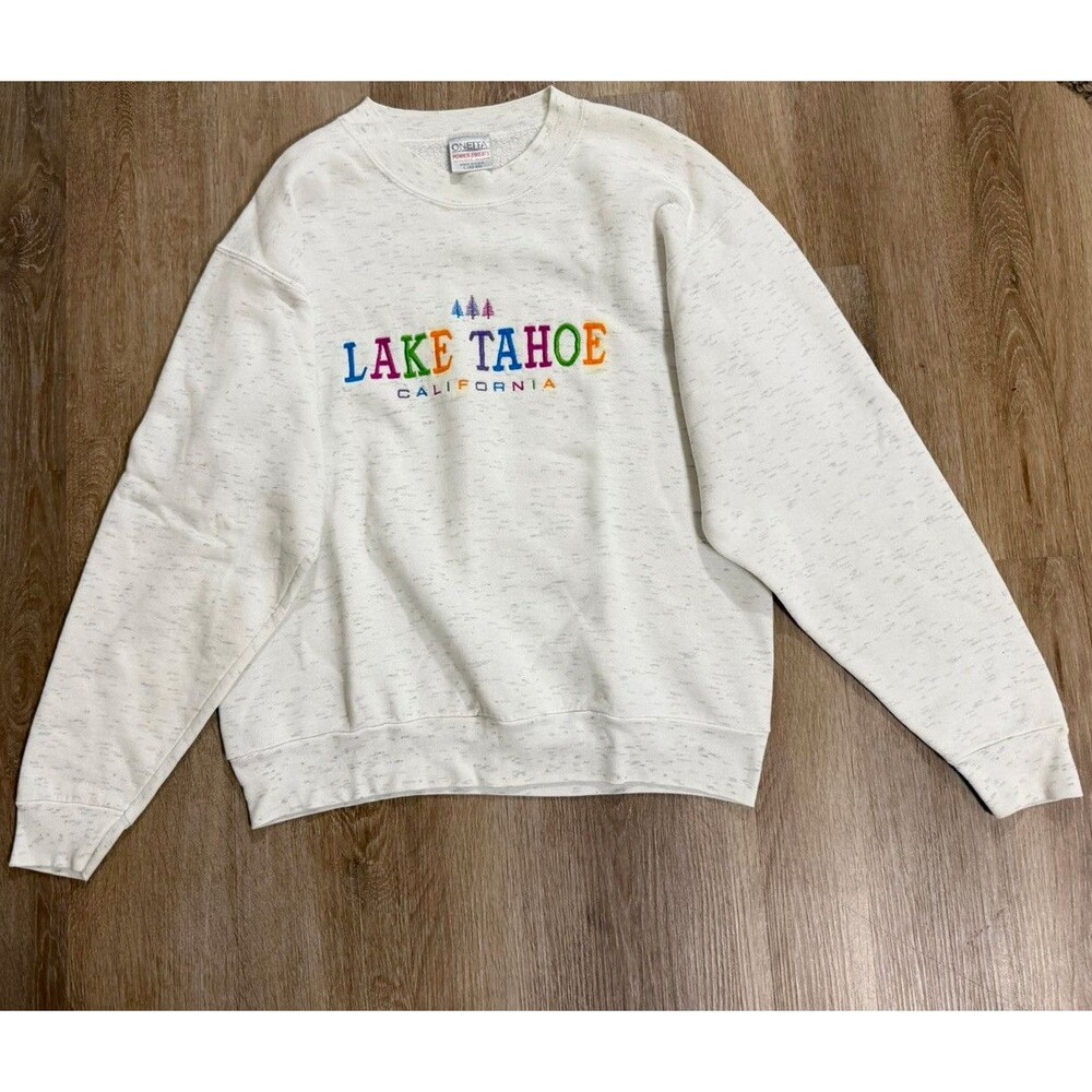 Oneita Power-Sweats Lake Tahoe California Fleece Crewneck Embroidered Unisex